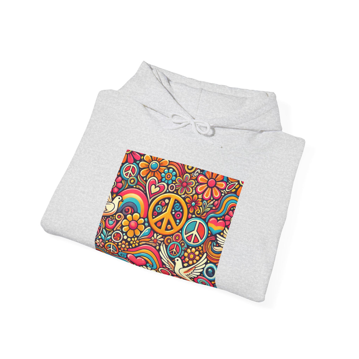 Colorful Peace Floral Pattern Hoodie