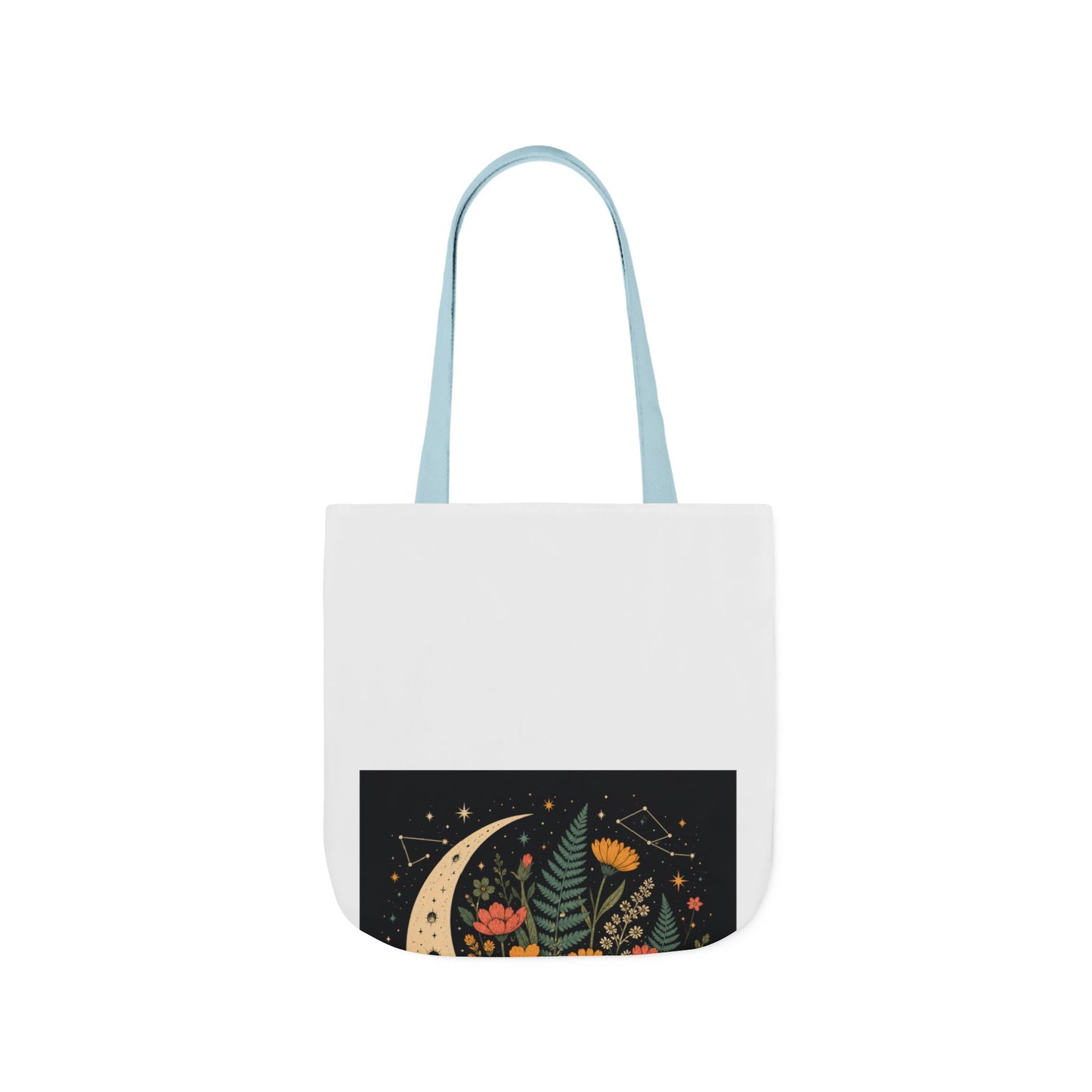 Celestial Wildflower Crescent Moon Botanical Tote Bag
