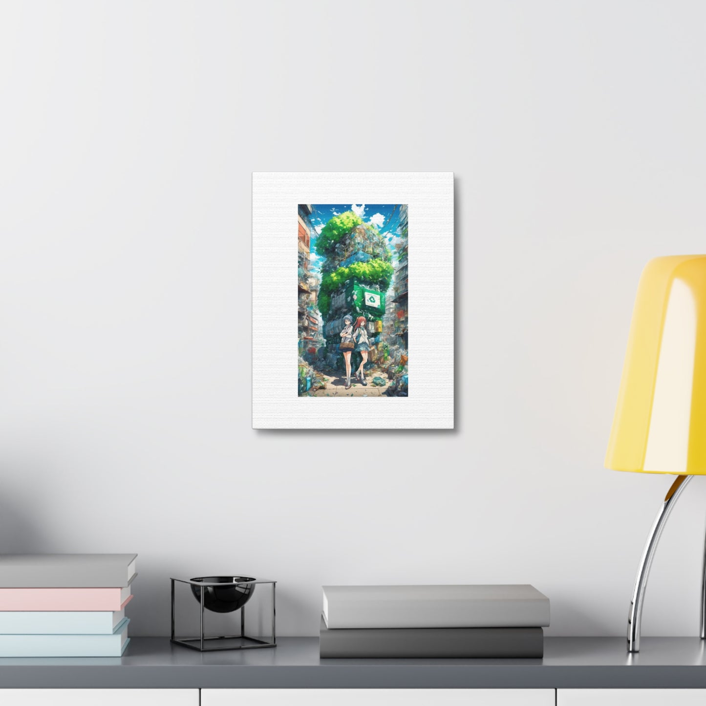 Urban Recycling Anime Friends Eco City Canvas Print