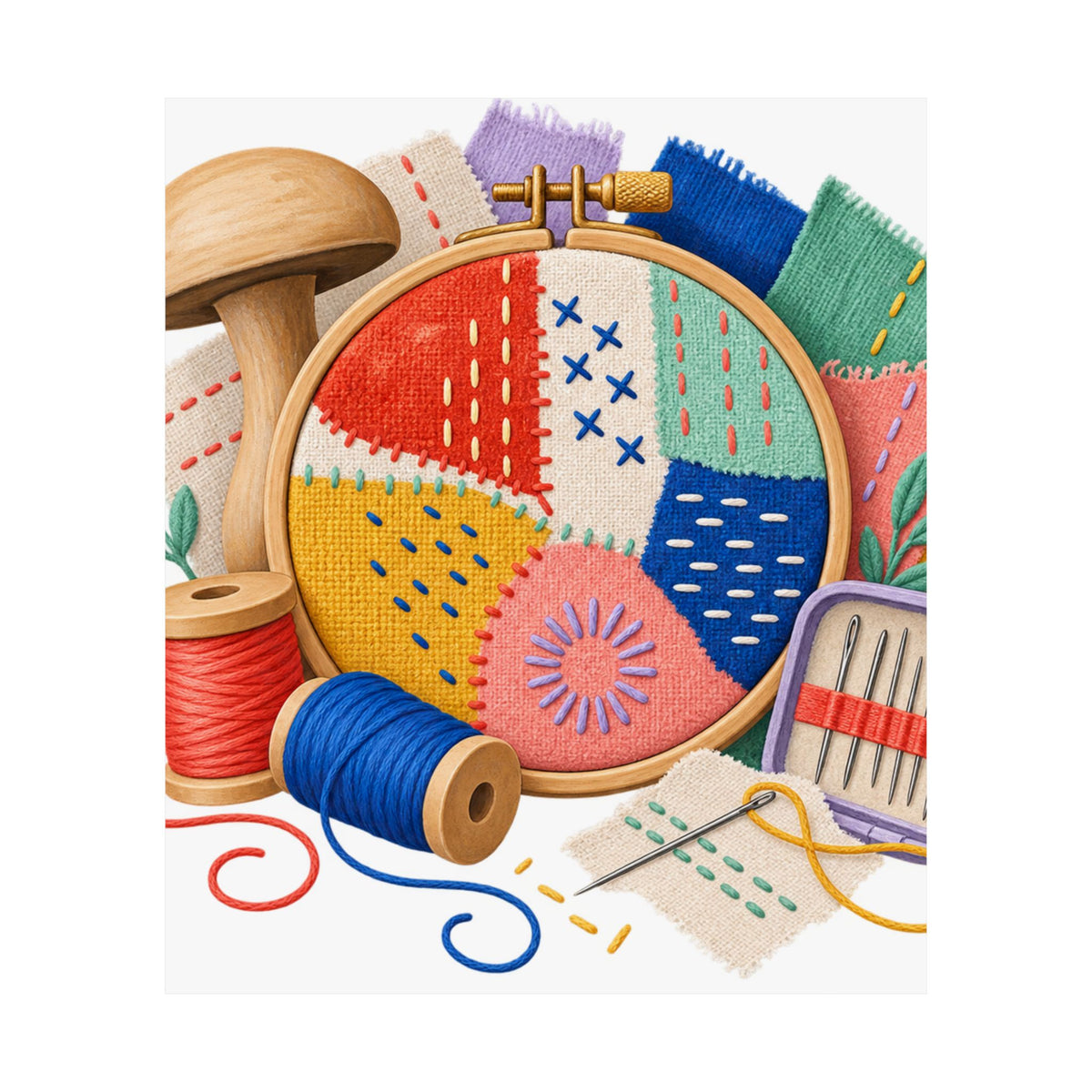 Colorful Visible Mending Workshop Poster