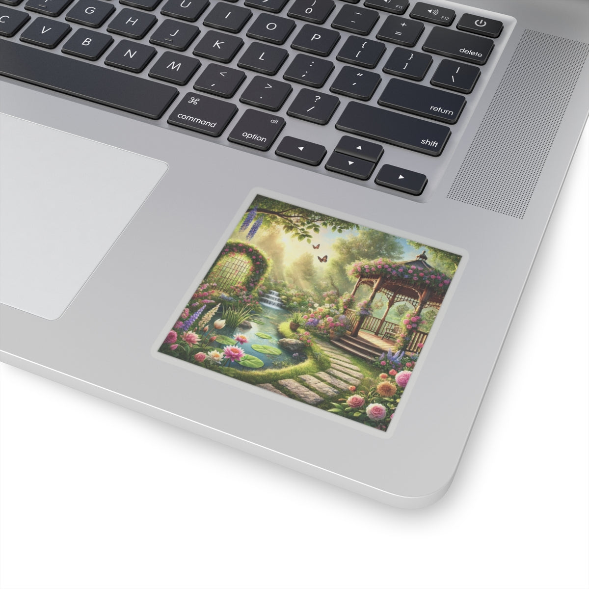 Sunlit Rose Gazebo Cottage Garden Sticker