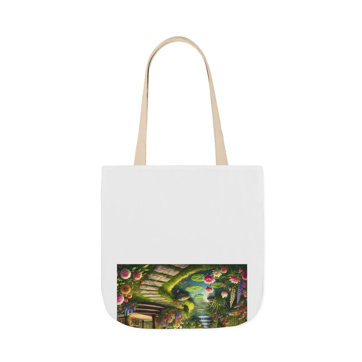 Sunlit Rose Gazebo Cottage Garden Canvas Tote Bag