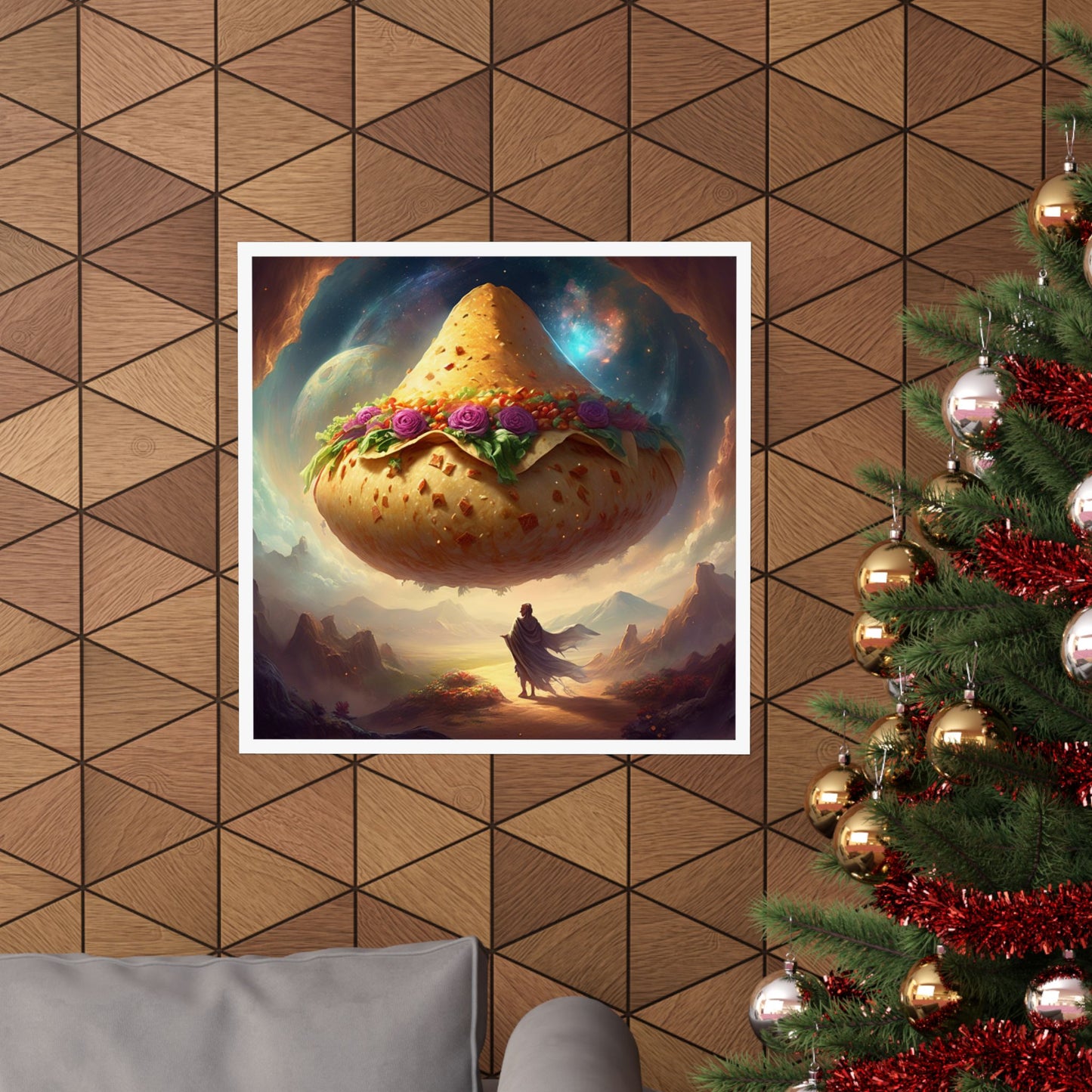 Cosmic Taco Planetoid Surreal Food Fantasy Art Poster