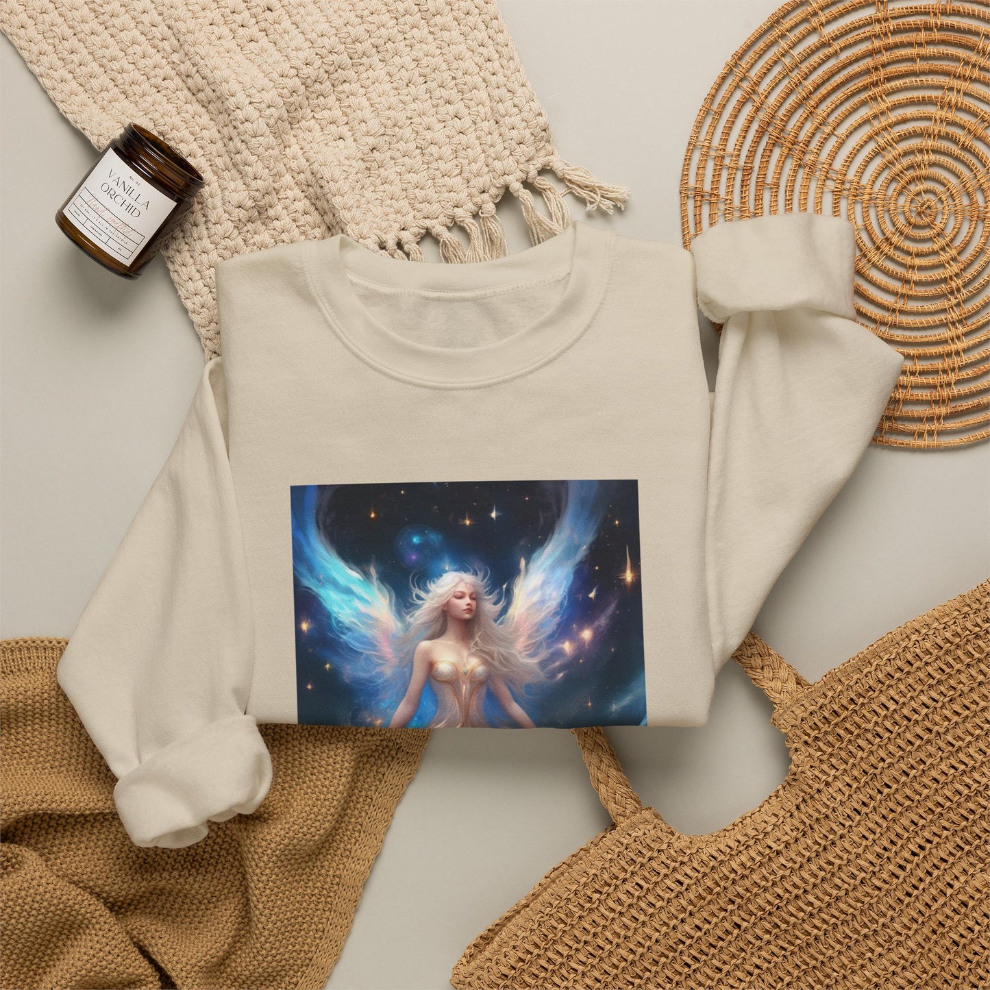 Celestial Winged Meditation Fantasy Portrait Sweatshirt