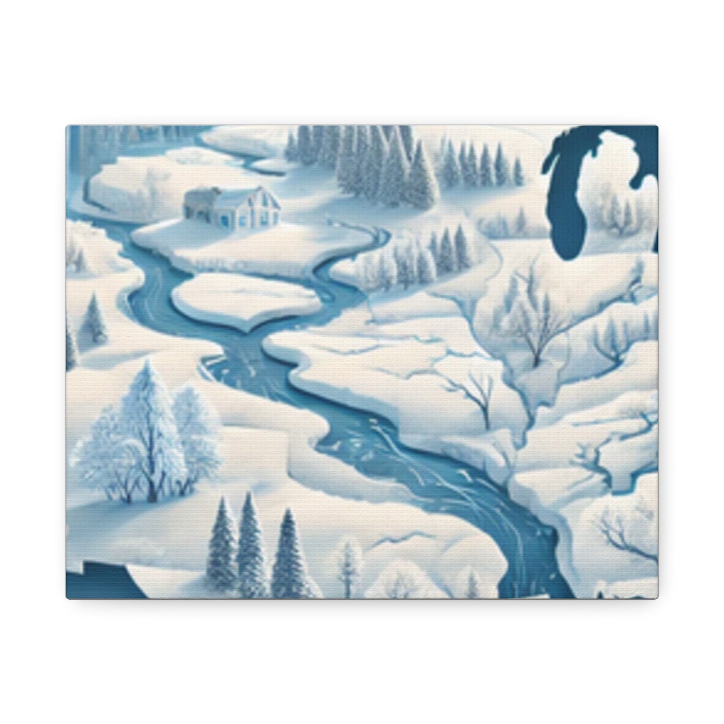 Winter USA Dreamscape Snowy Map Canvas Wall Art Travel Gift