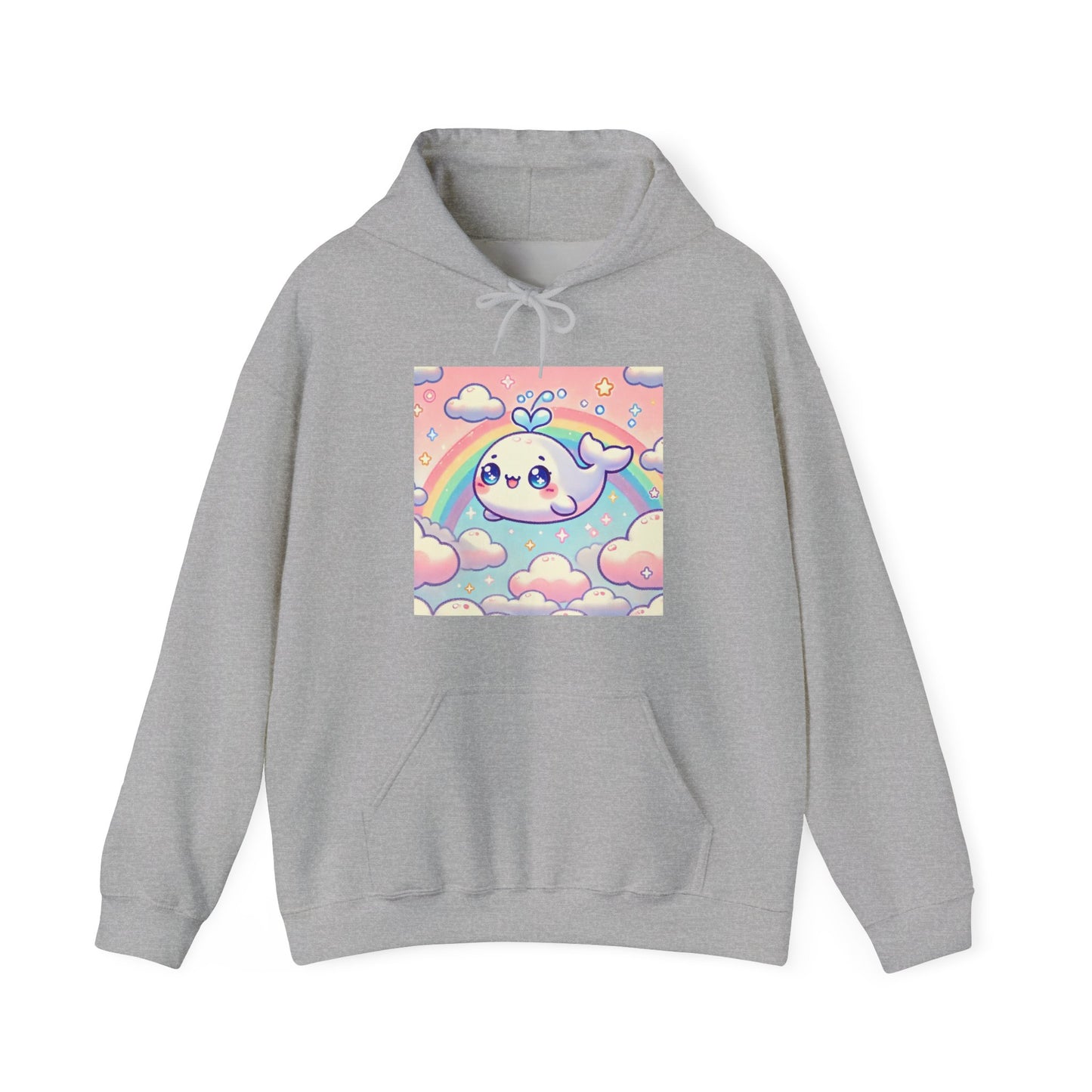 Kawaii Rainbow Whale Pastel Cloud Hoodie