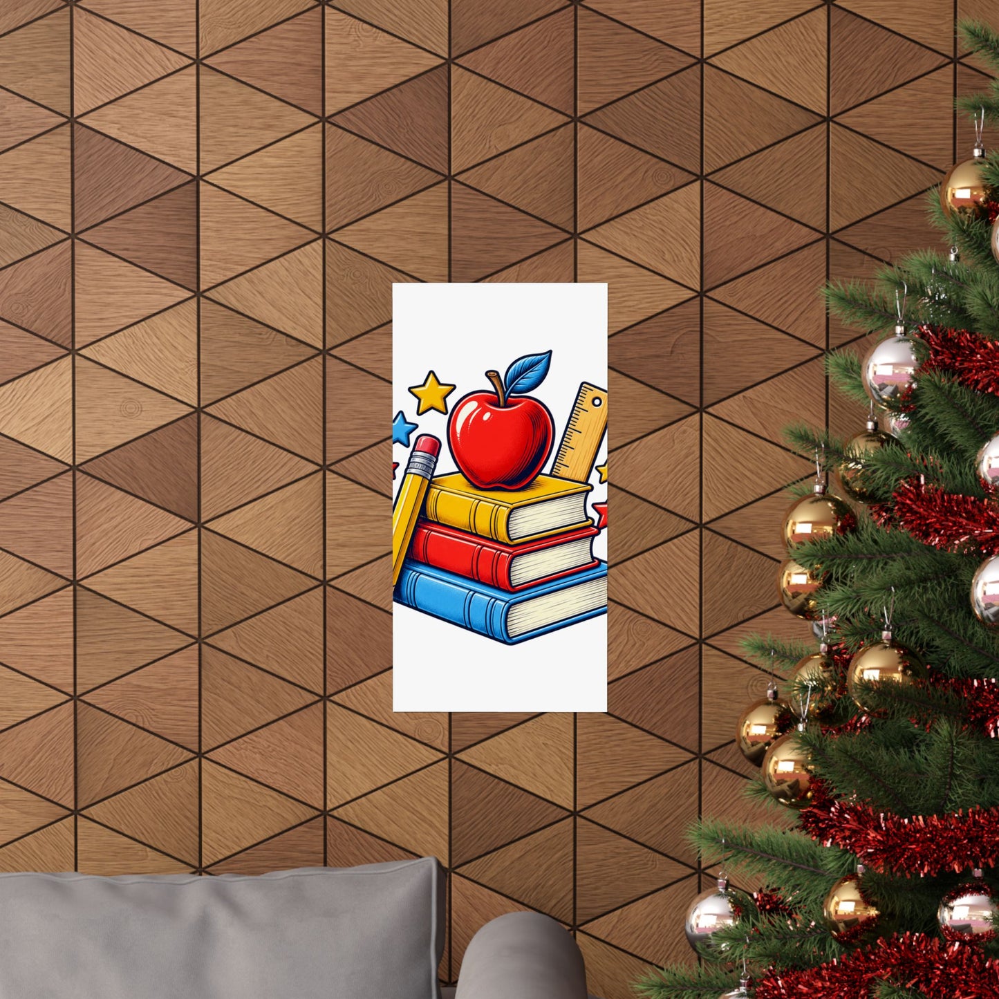 Retro School Books Apple Teacher Appreciation Art Poster