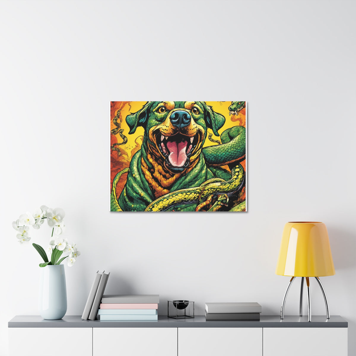 Surreal Serpent Hound Dark Fantasy Canvas Wall Art