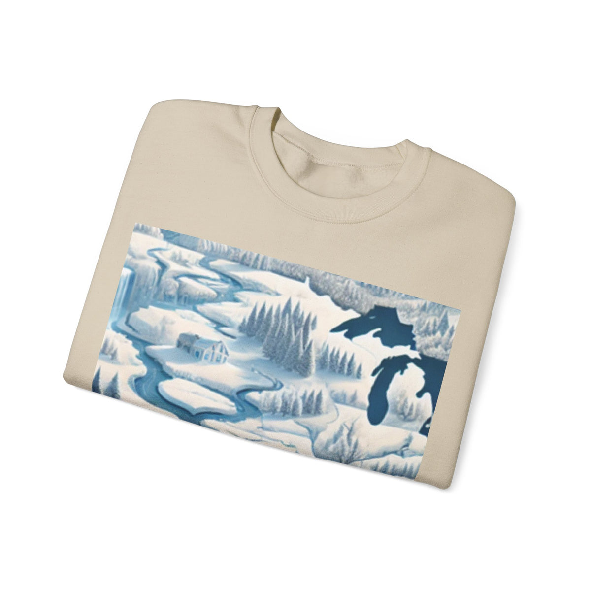 Winter USA Dreamscape Snowy Map Crew Sweatshirt Travel Gift