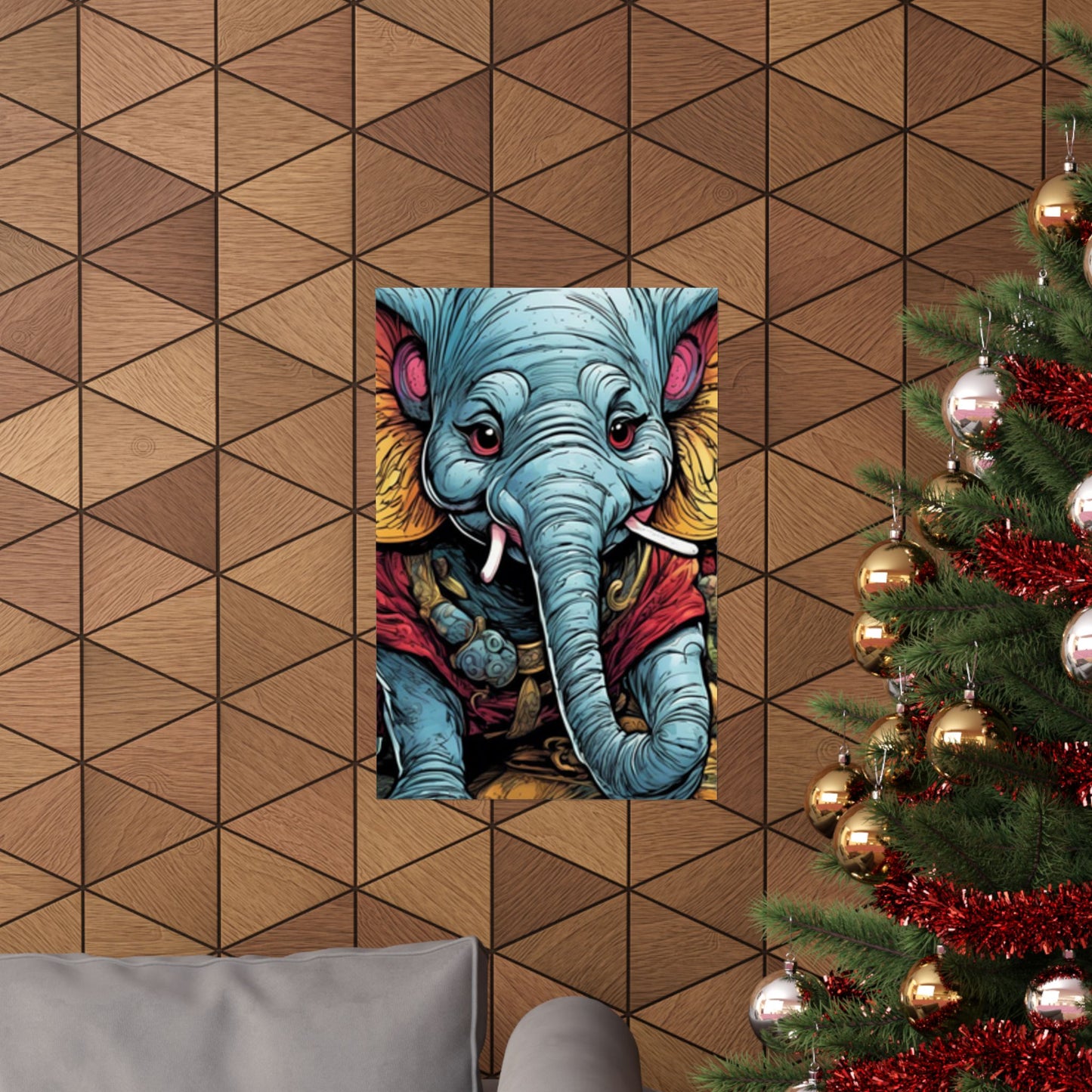 Colorful Elephant Garden Parade Wildlife Wall Art Poster