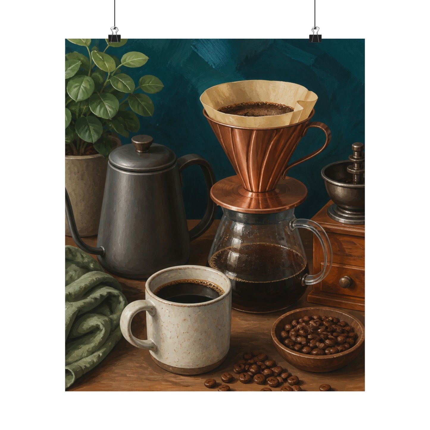 Warm Home Coffee Brewing Art Poster