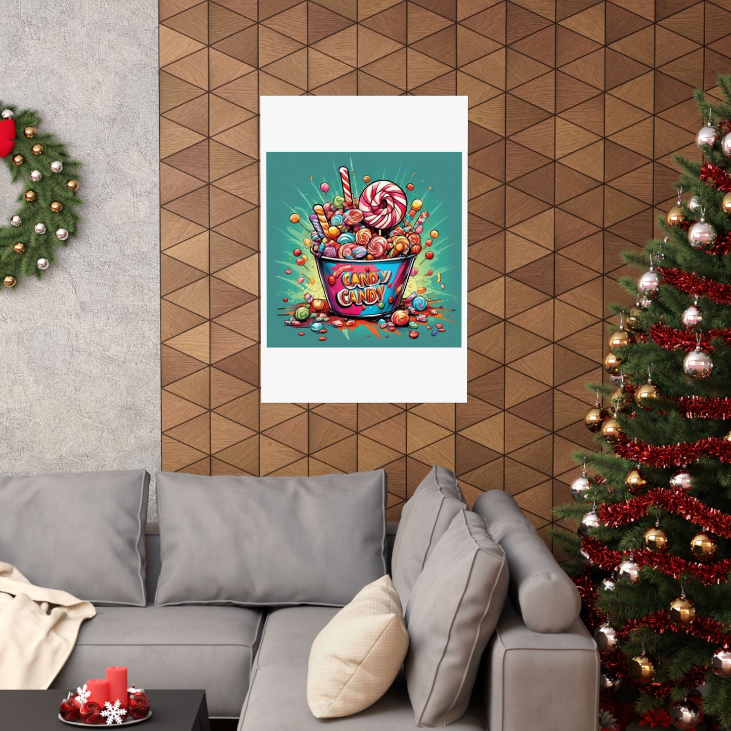 Holiday Candy Bucket Sweets Gift Art Poster