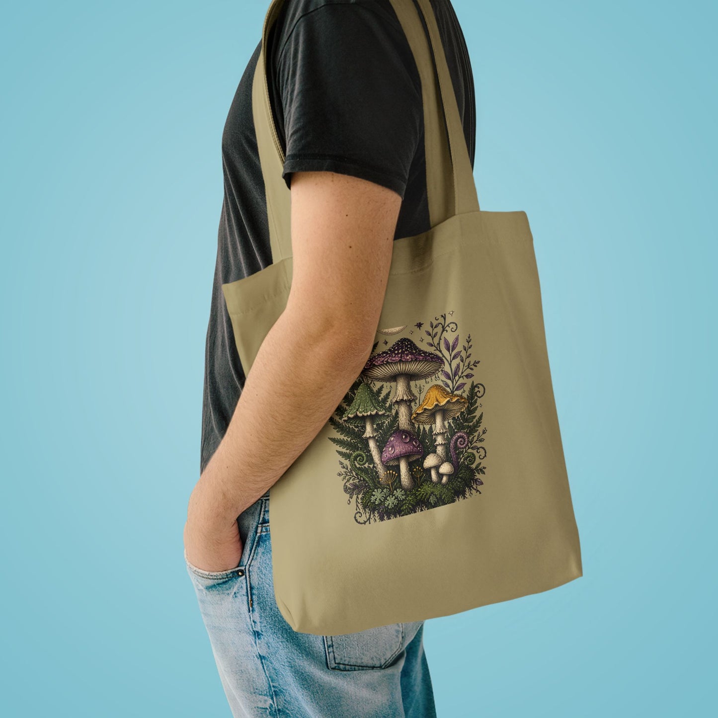 Midnight Mushroom Field Notes Botanical Mushroom Tote Bag