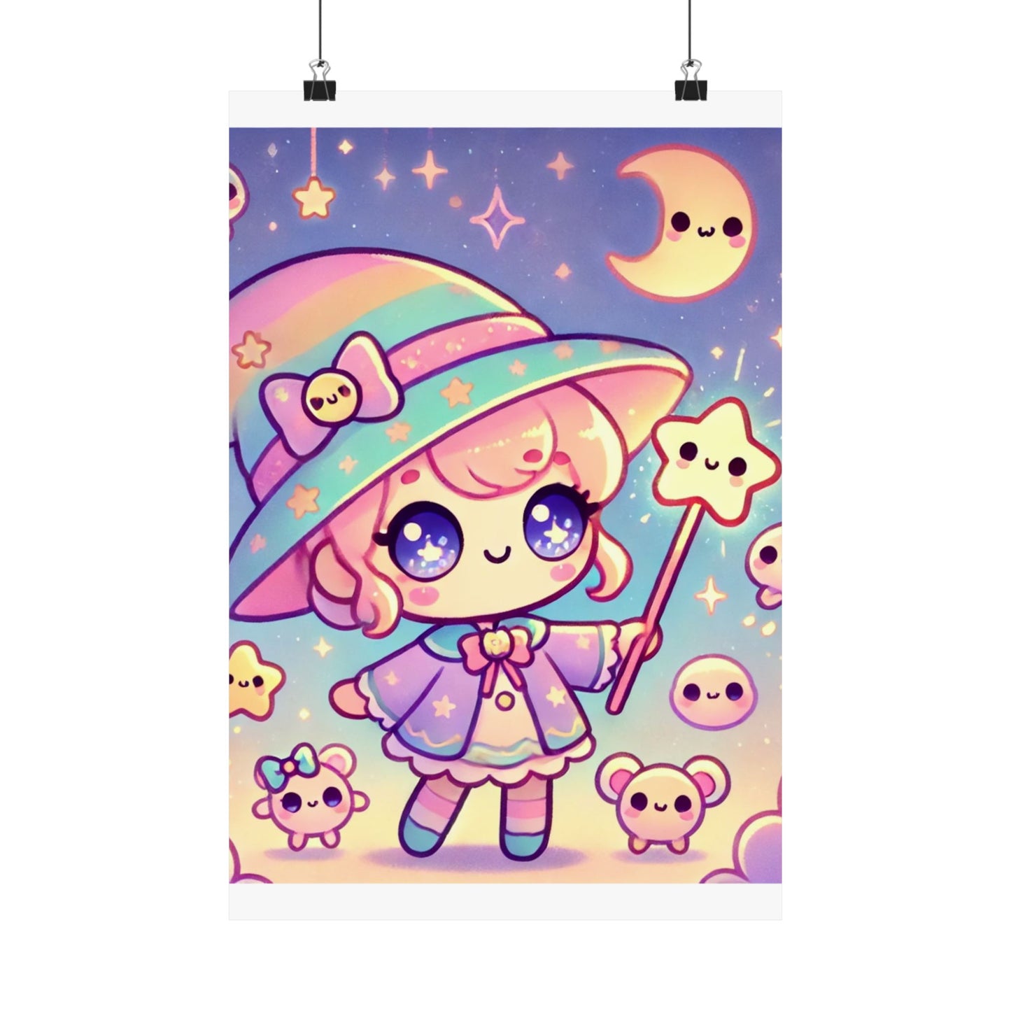 Kawaii Moon Wand Pastel Fantasy Wall Art Poster