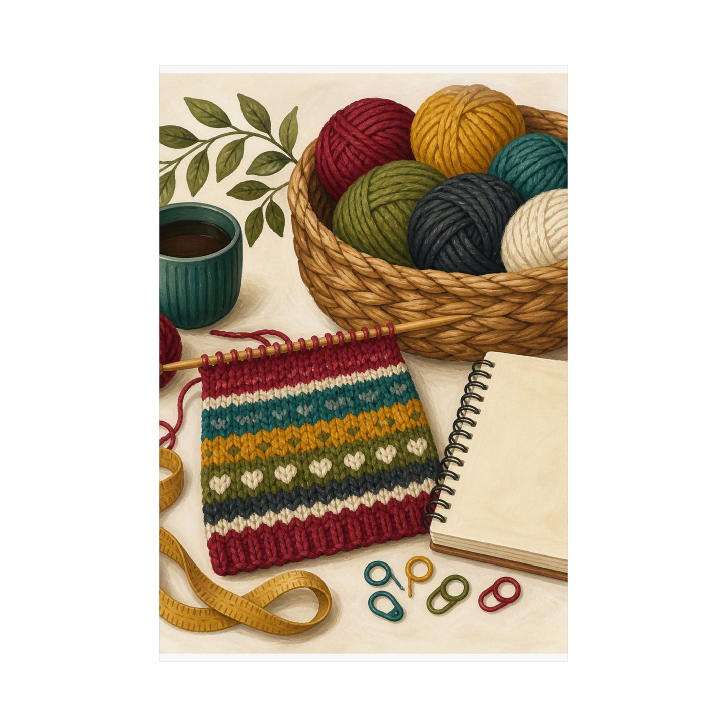 Cozy Knitting and Yarn Hobby Art Poster