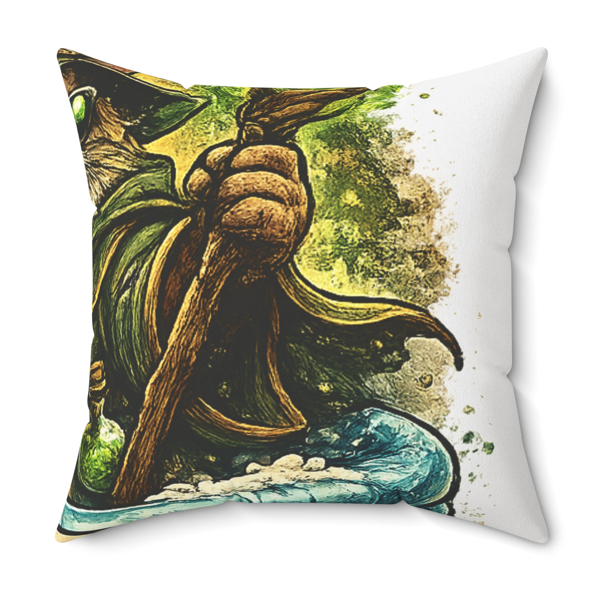 Crazy Cat Wizard Funny Fantasy Decorative Pillow