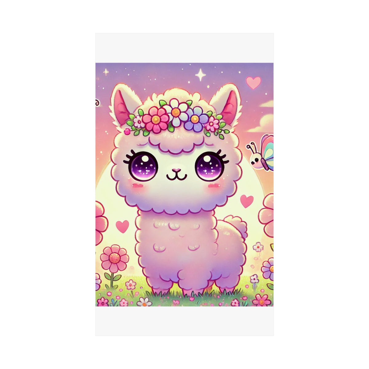 Pastel Floral Alpaca Garden Kawaii Wall Art Poster