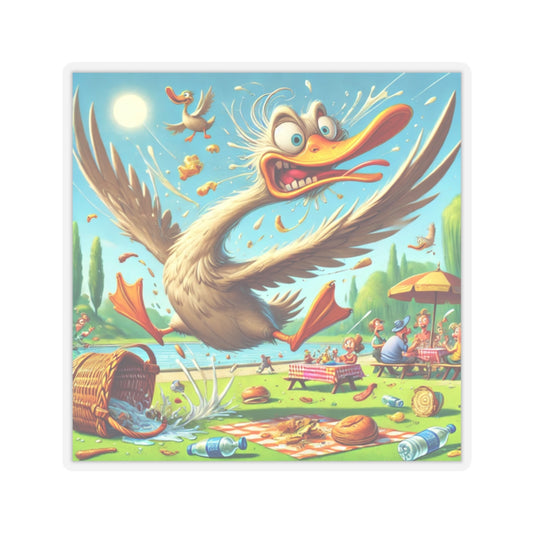 Chaotic Picnic Duck Funny Summer Adventure Sticker