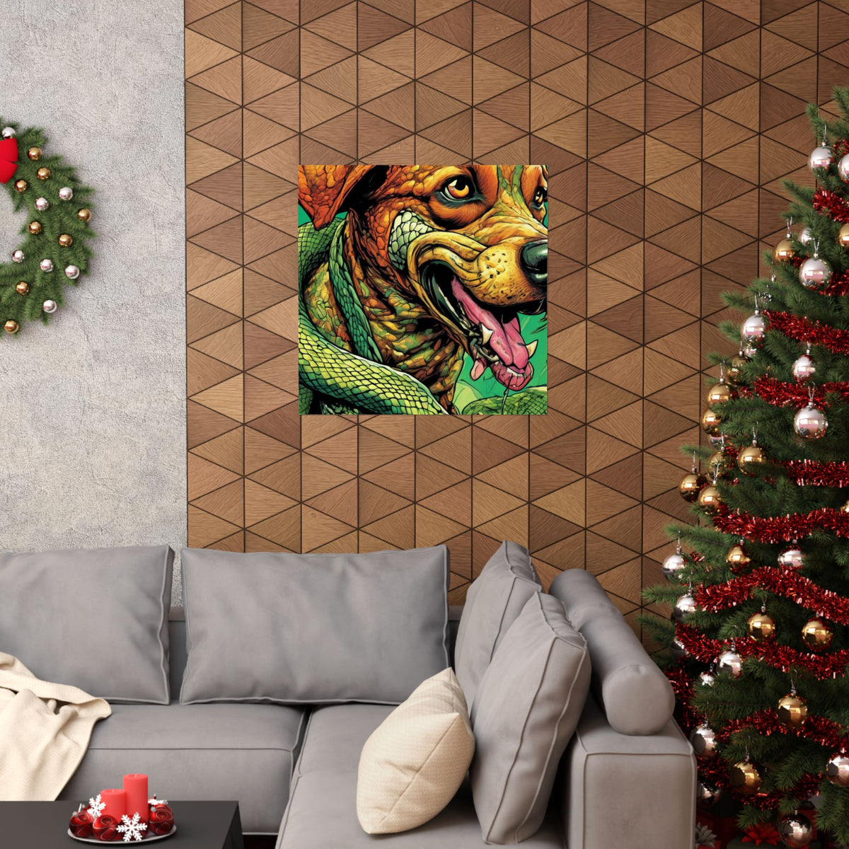 Serpent Guardian Dog Bold Fantasy Creature Art Poster