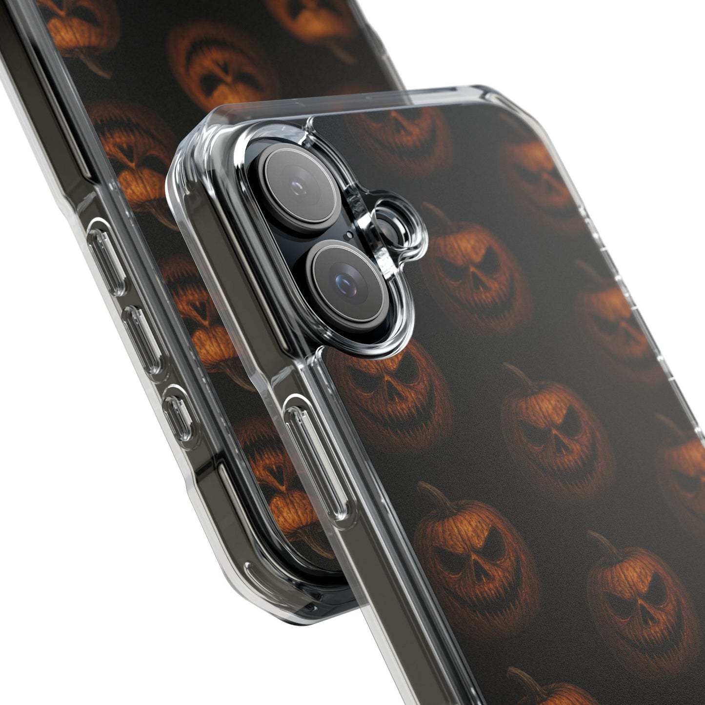 Magnet Cover, Halloween Pumpkin Spooky Phone Case, Horror Jack-O-Lantern Black Case, Magnetic Clear Impact Cover, Scary Cellphone Slim