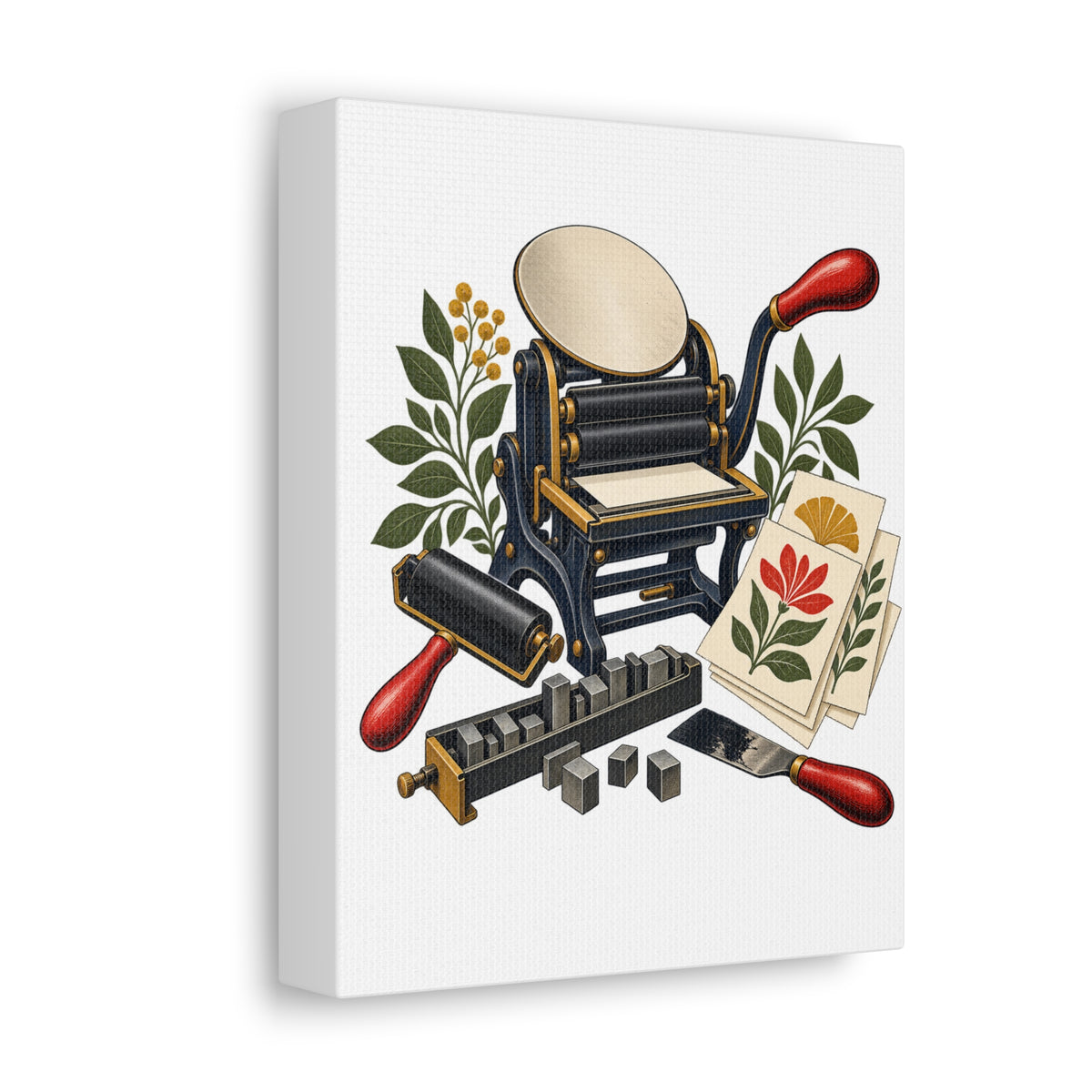 Botanical Letterpress Printshop Canvas