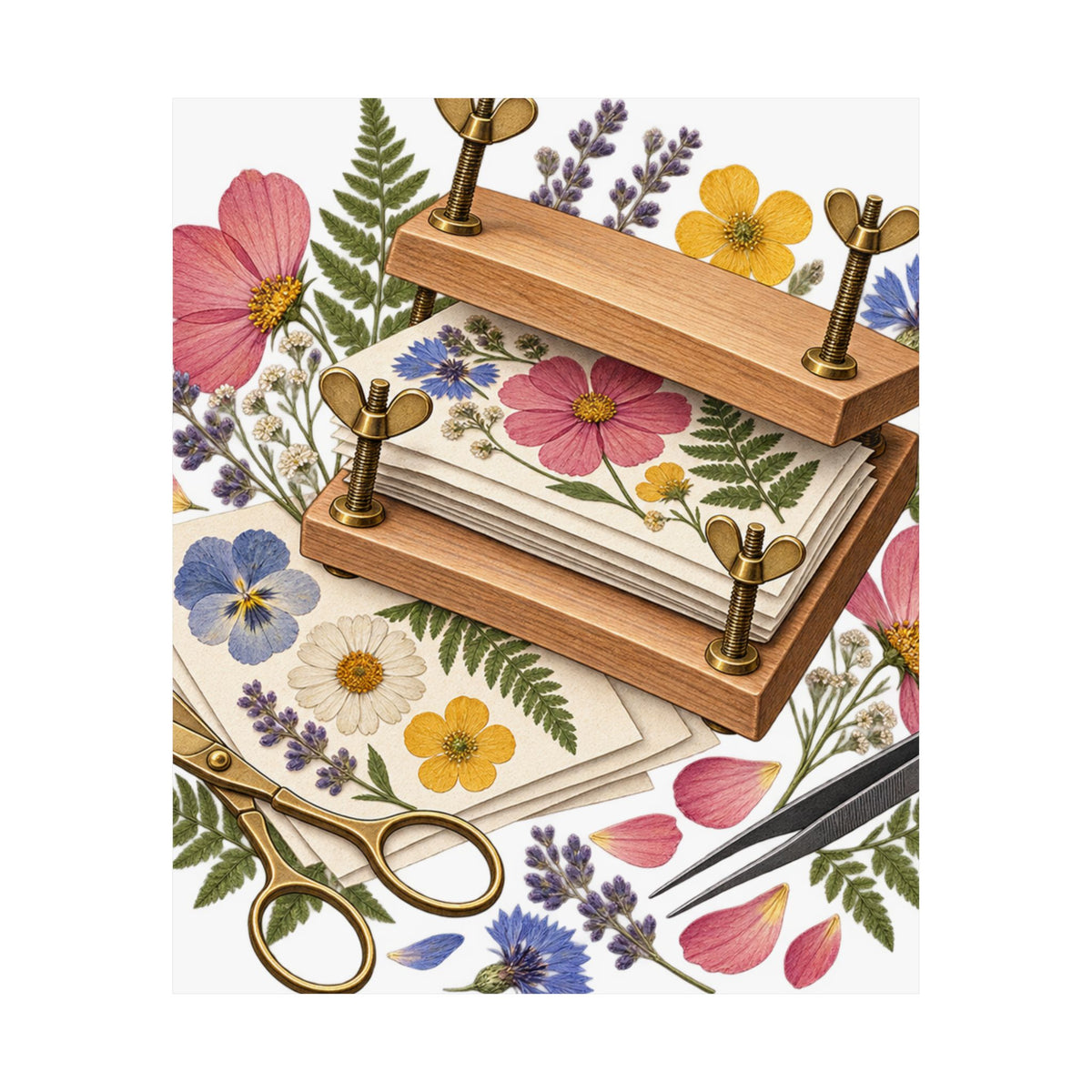 Botanical Flower Press Workshop Poster