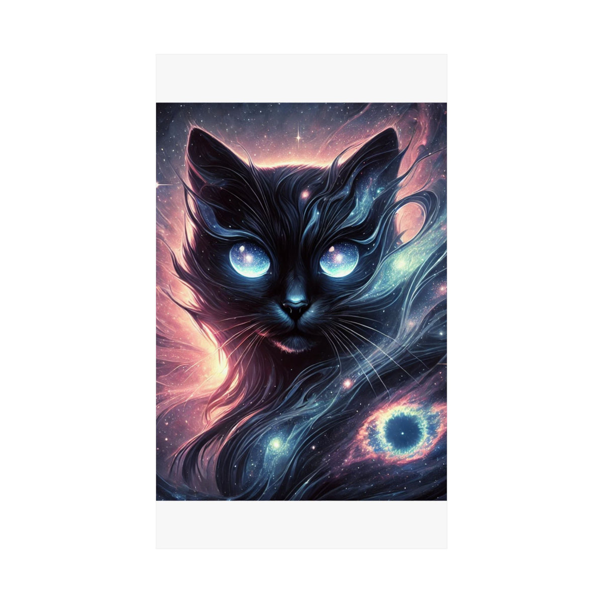 Cosmic Black Cat Galaxy Celestial Wall Art Poster