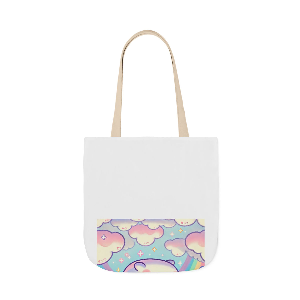 Kawaii Rainbow Whale Pastel Cloud Canvas Tote Bag