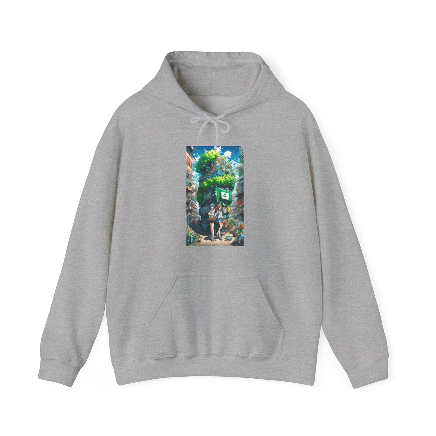 Urban Recycling Anime Friends Eco Graphic Hoodie