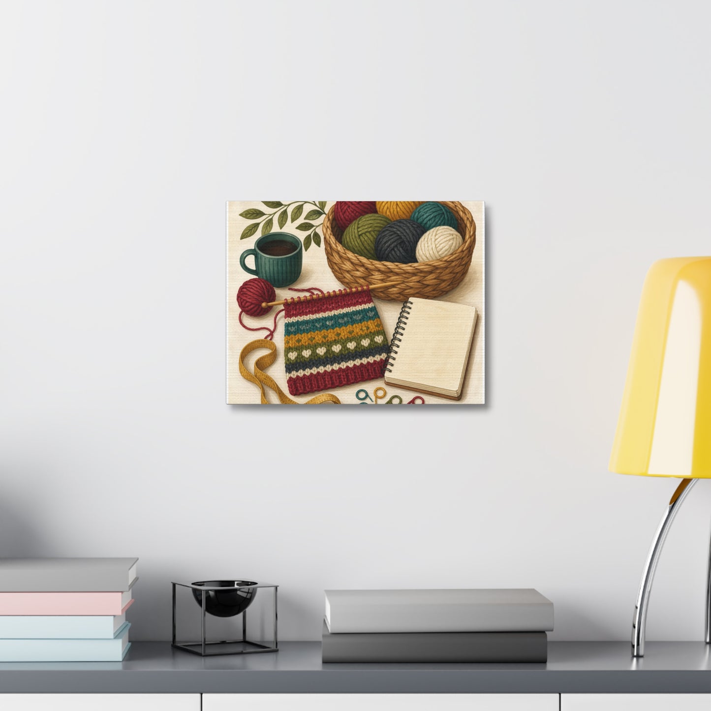 Cozy Knitting and Yarn Hobby Art Canvas Art