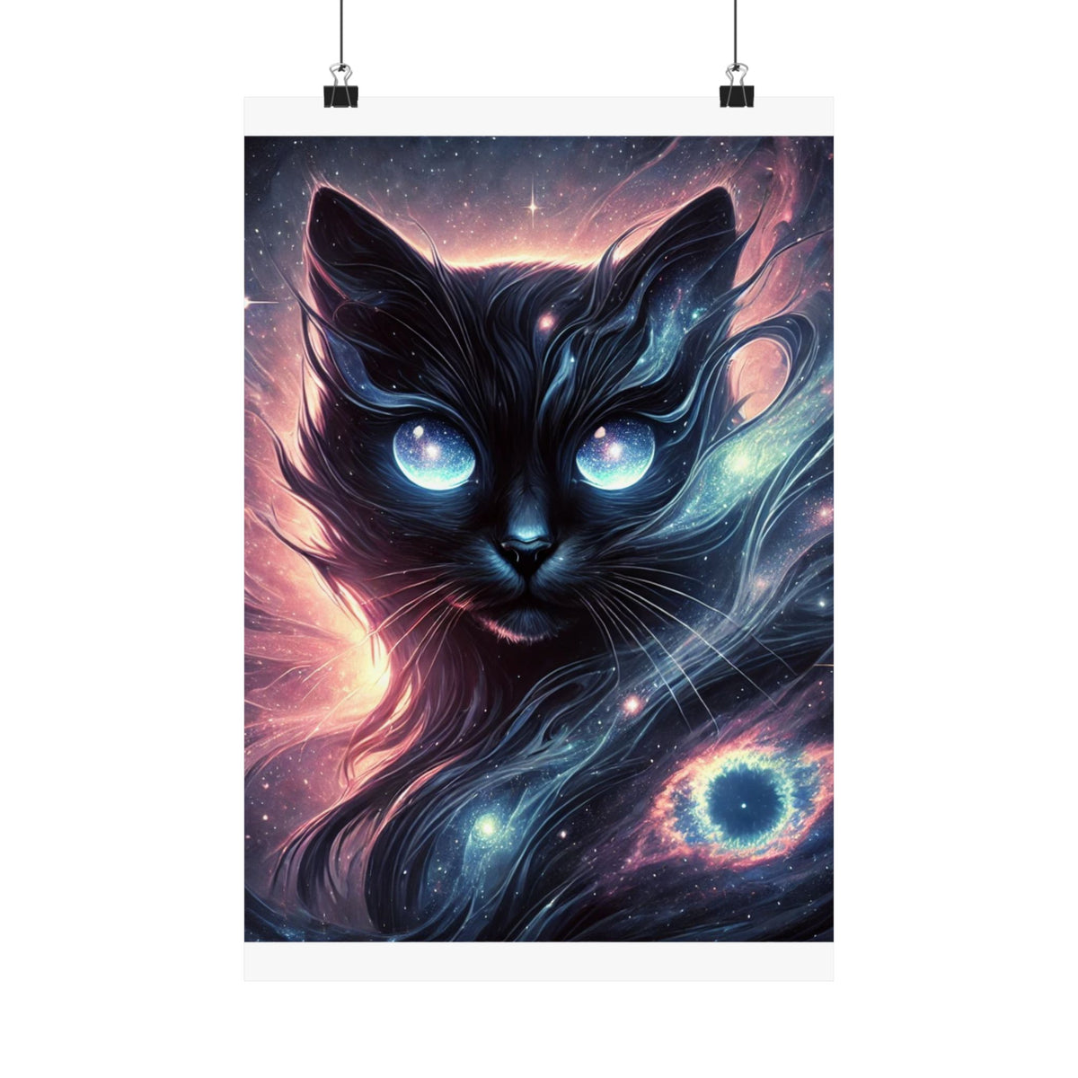 Cosmic Black Cat Galaxy Celestial Wall Art Poster