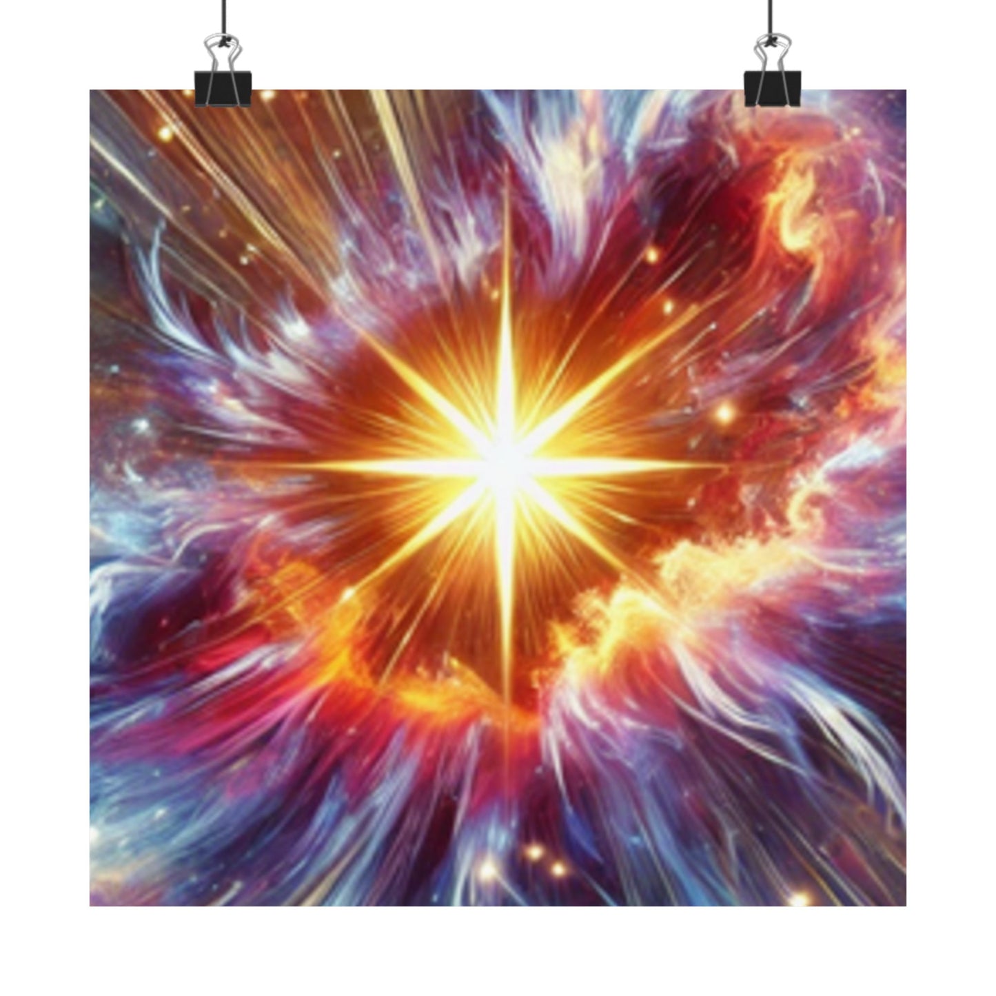 Cosmic Starburst Energy Abstract Space Poster Wall Art Decor