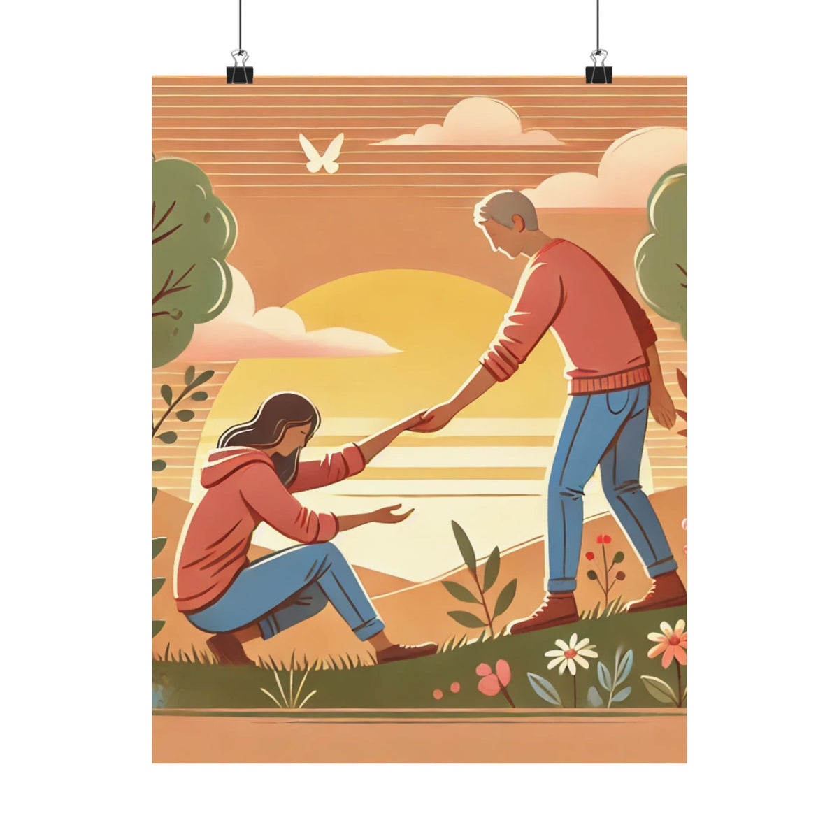 Helping Hands Sunset Garden Wall Art Poster
