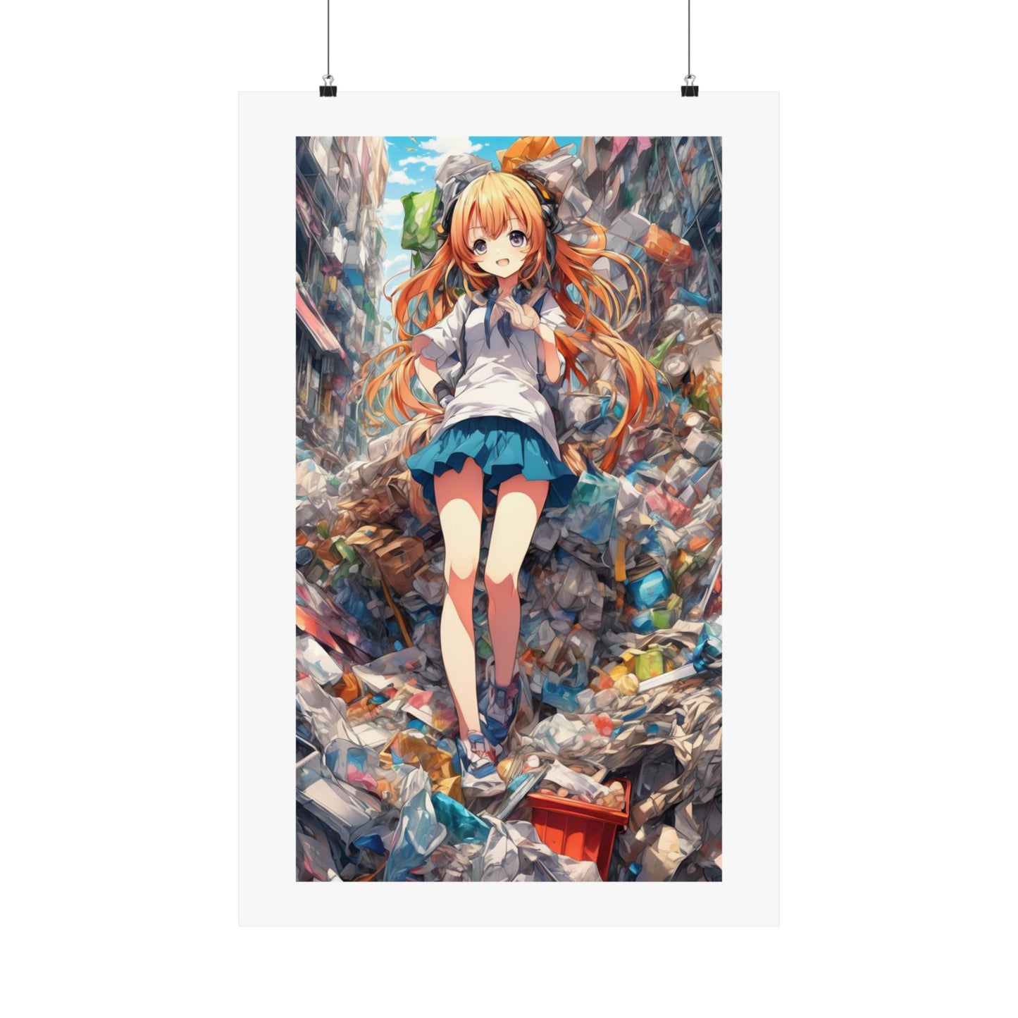 Recycling Rescue Anime Heroine Eco Street Art Poster
