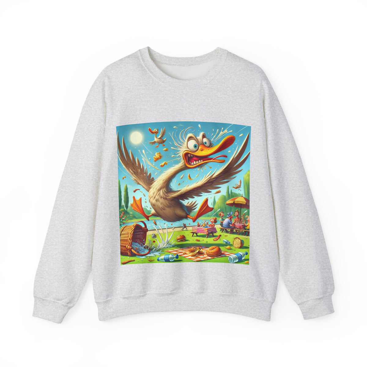Chaotic Picnic Duck Funny Summer Art Sweatshirt