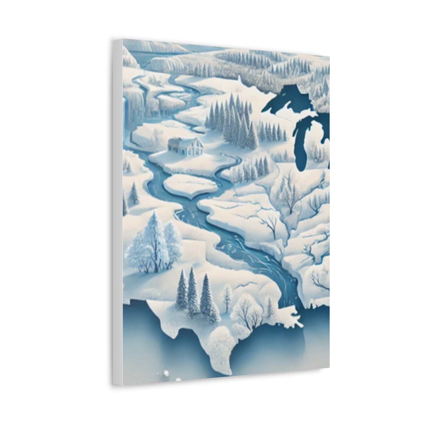 Winter USA Dreamscape Snowy Map Canvas Wall Art Travel Gift