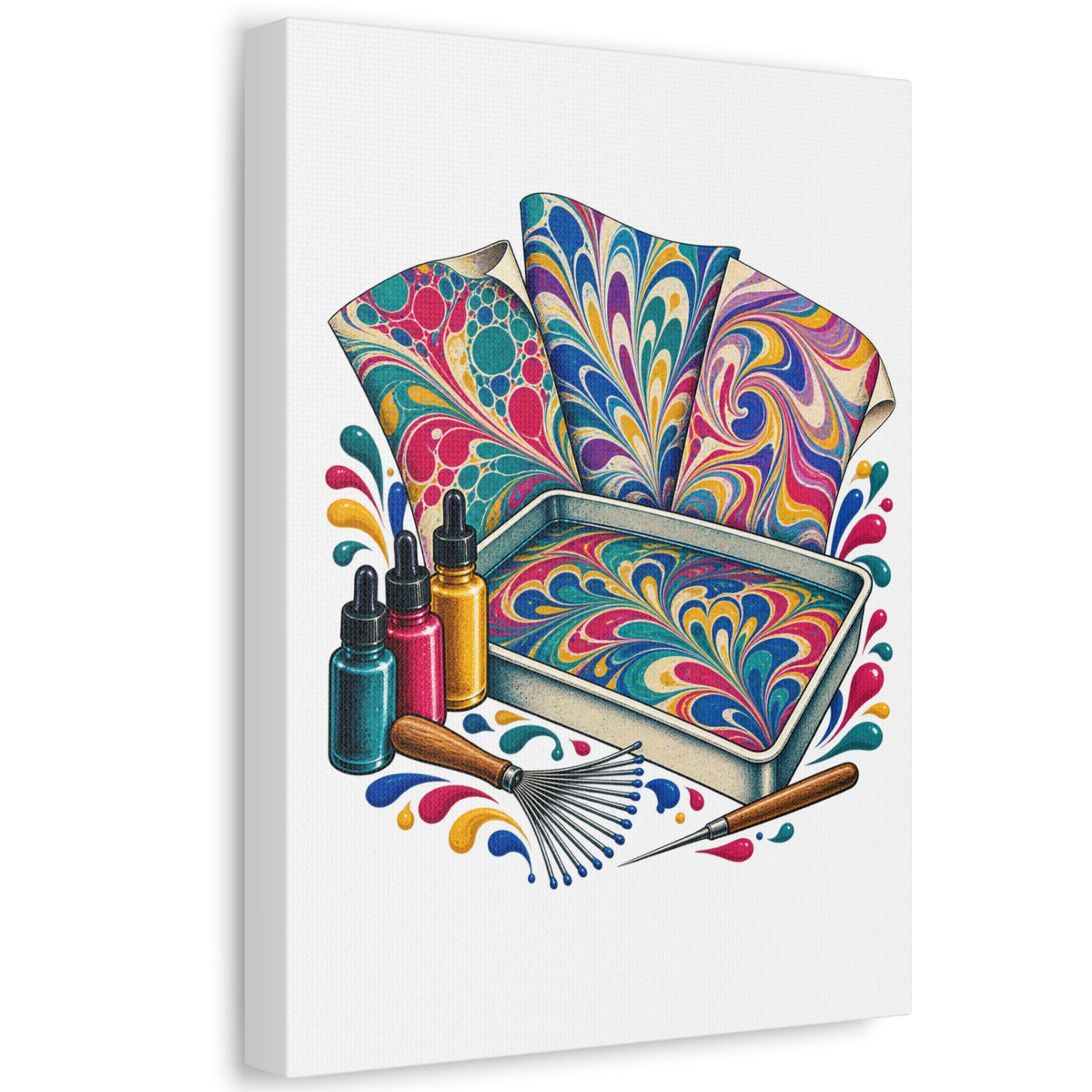 Colorful Paper Marbling Workshop Canvas