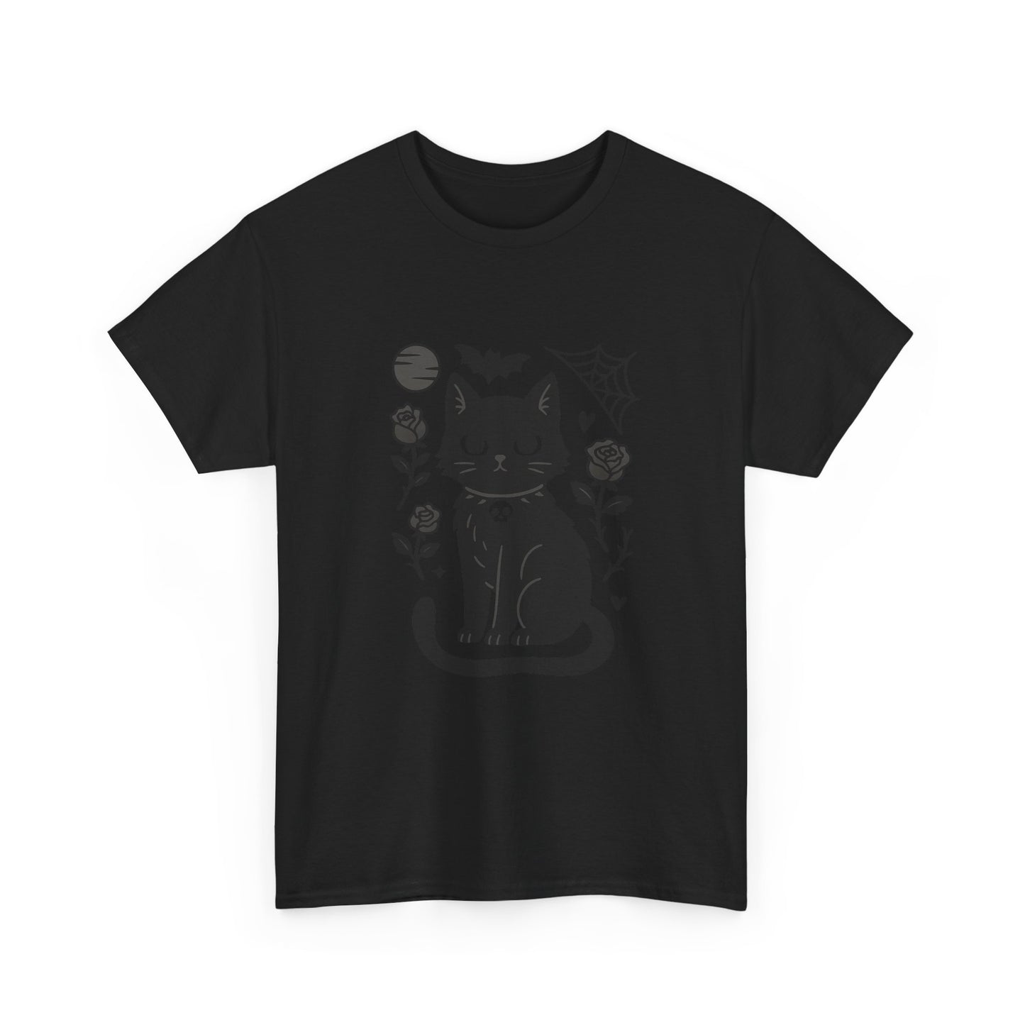 Cute Black Cat & Roses Tee - Unisex T-Shirt, Halloween Gift, Cat Lover Shirt, Spooky Apparel, Fall Fashion