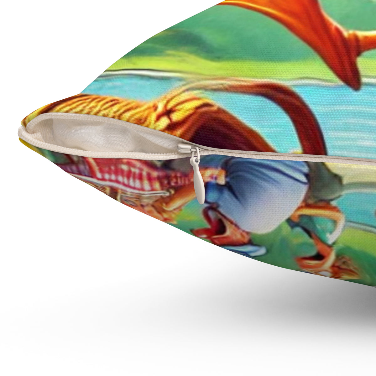 Chaotic Picnic Duck Funny Summer Decorative Pillow
