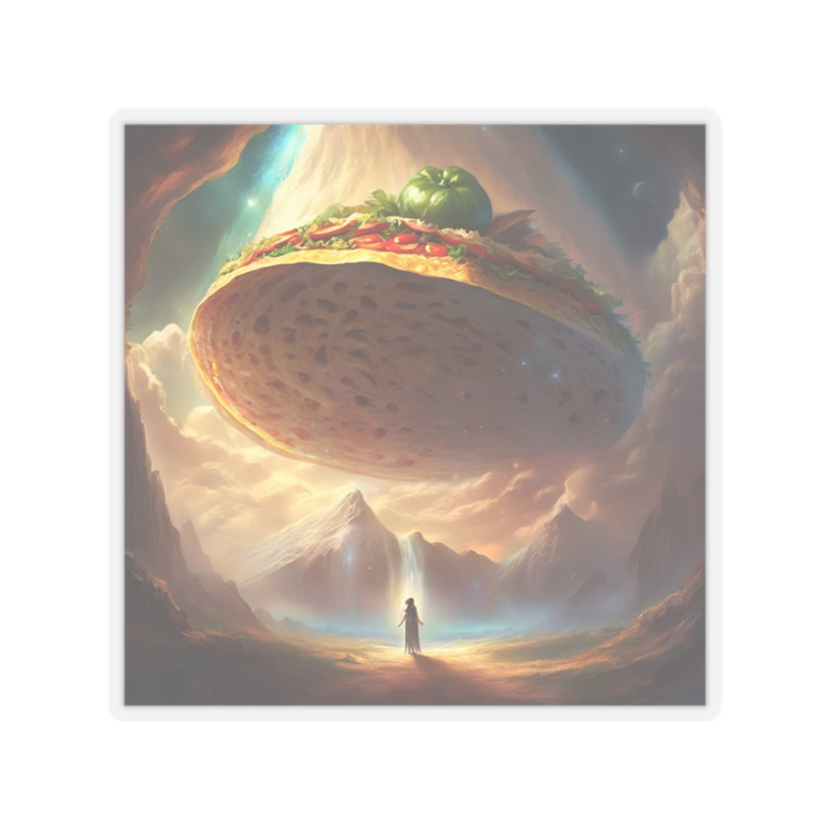 Cosmic Taco UFO Surreal Food Fantasy Art Sticker