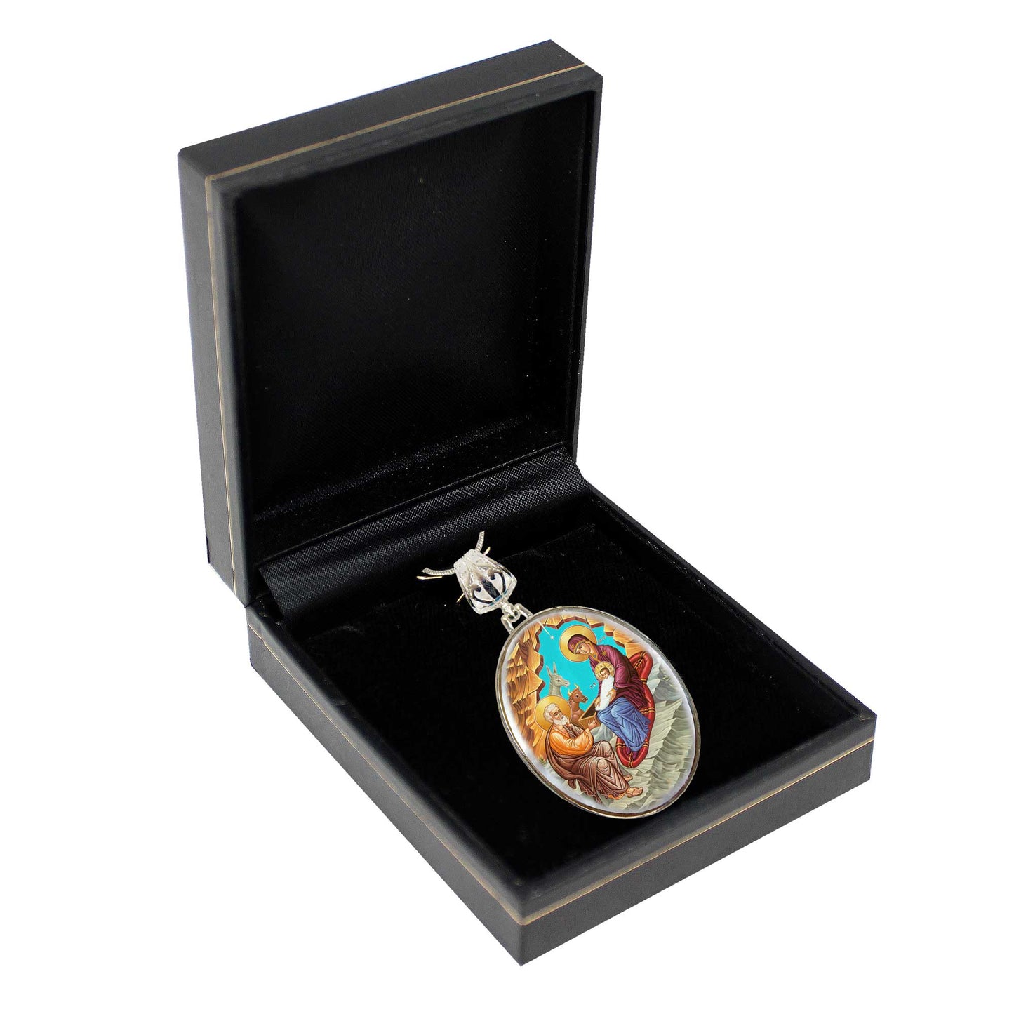 Orthodox Nativity Silver Plated Mother of Pearl Necklace Jewelry - 43052