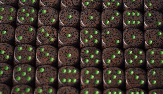 Earth Speckled 16mm D6 Pipped | Sold per Die (Green + Brown Dice)