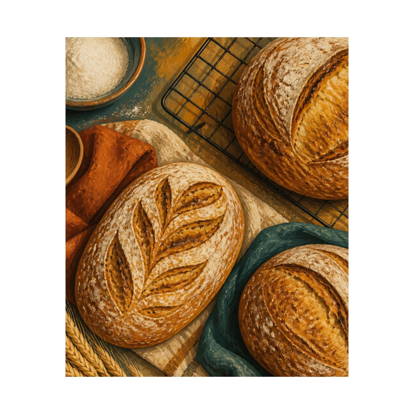 Artisan Bread Baking Still Life Poster