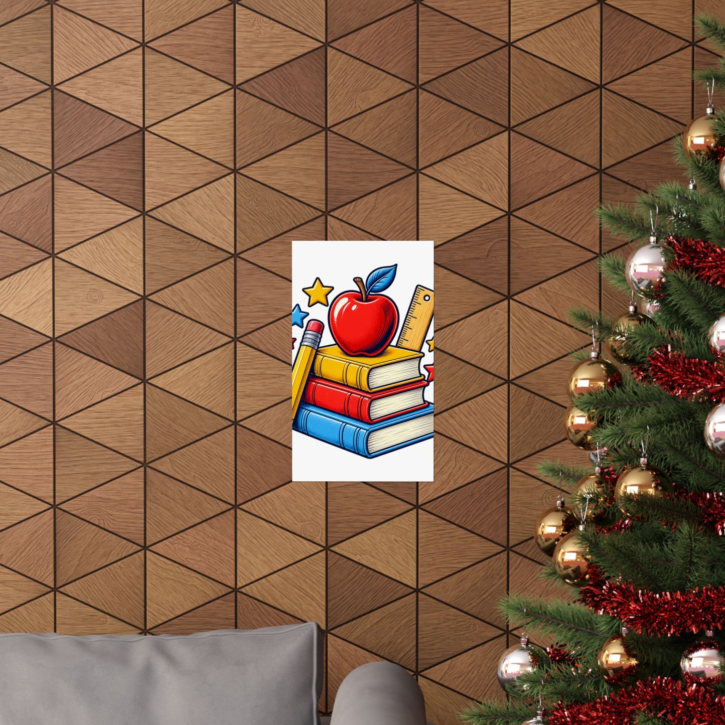 Retro School Books Apple Teacher Appreciation Art Poster