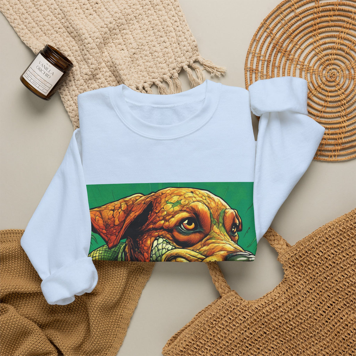 Serpent Guardian Dog Bold Fantasy Art Sweatshirt