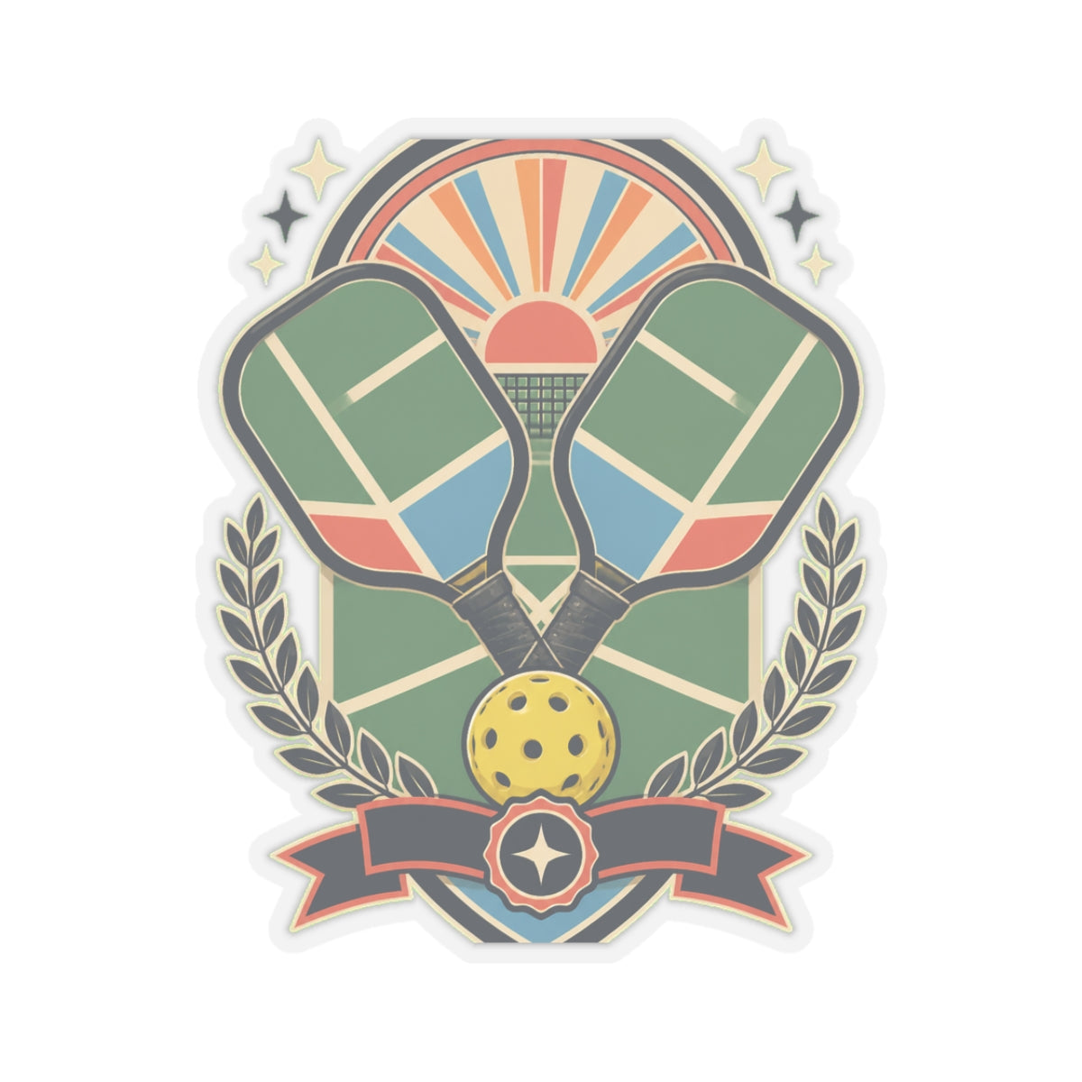 Retro Pickleball Court Club Sport Sticker