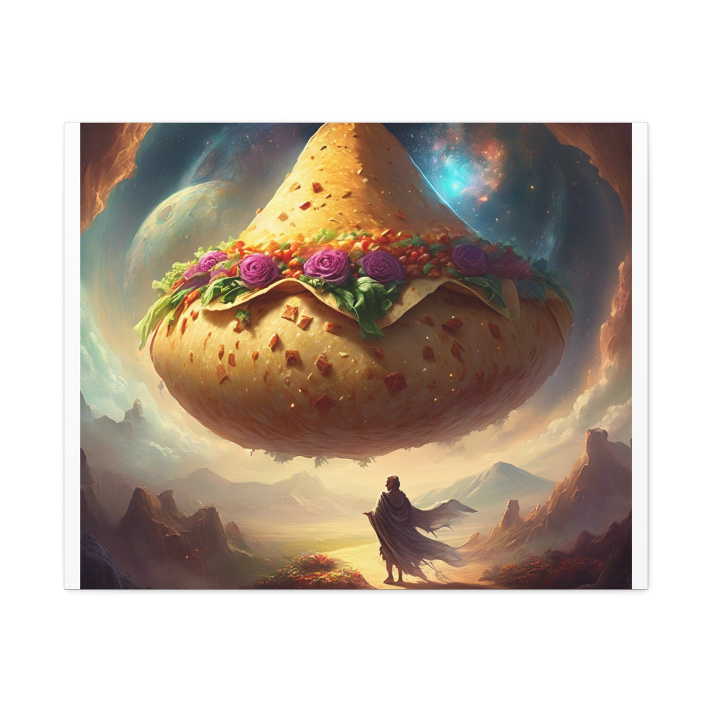 Cosmic Taco Planetoid Surreal Food Fantasy Art Canvas