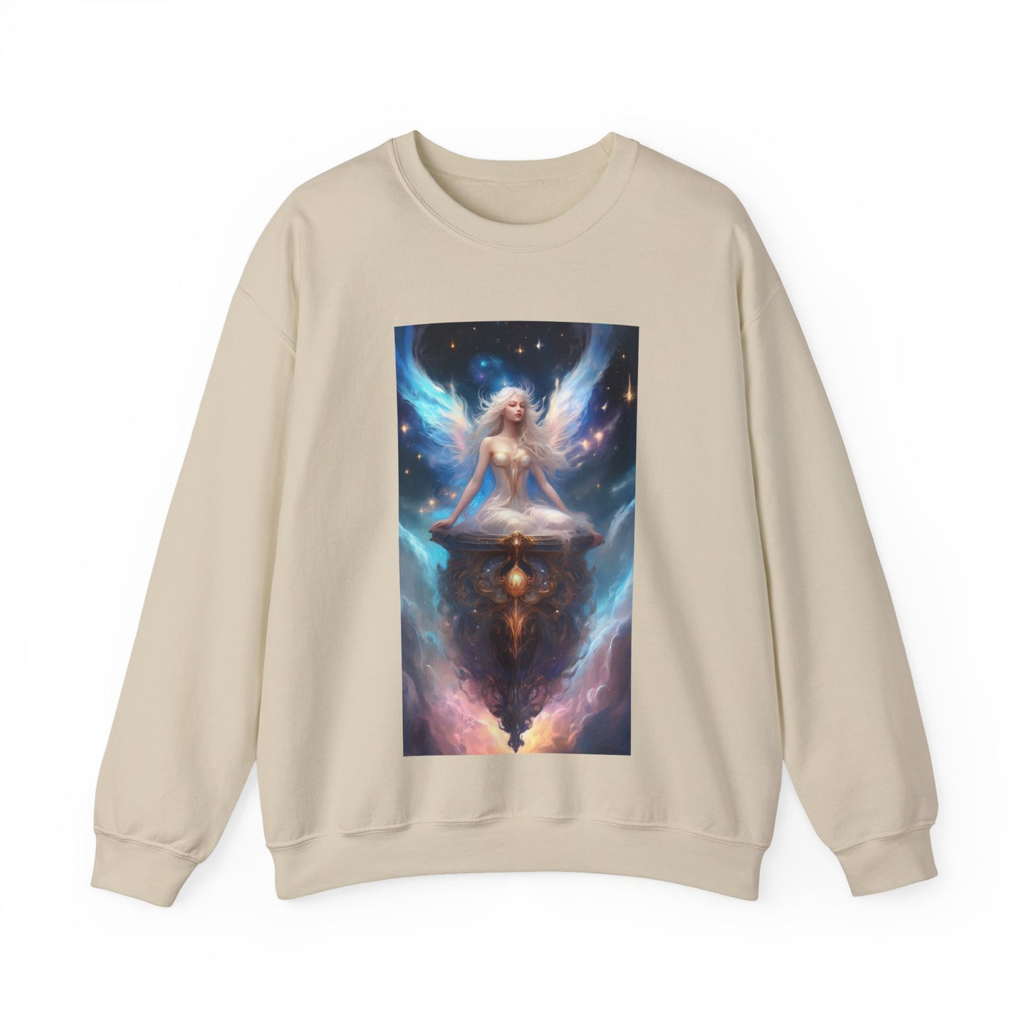 Celestial Winged Meditation Fantasy Portrait Sweatshirt