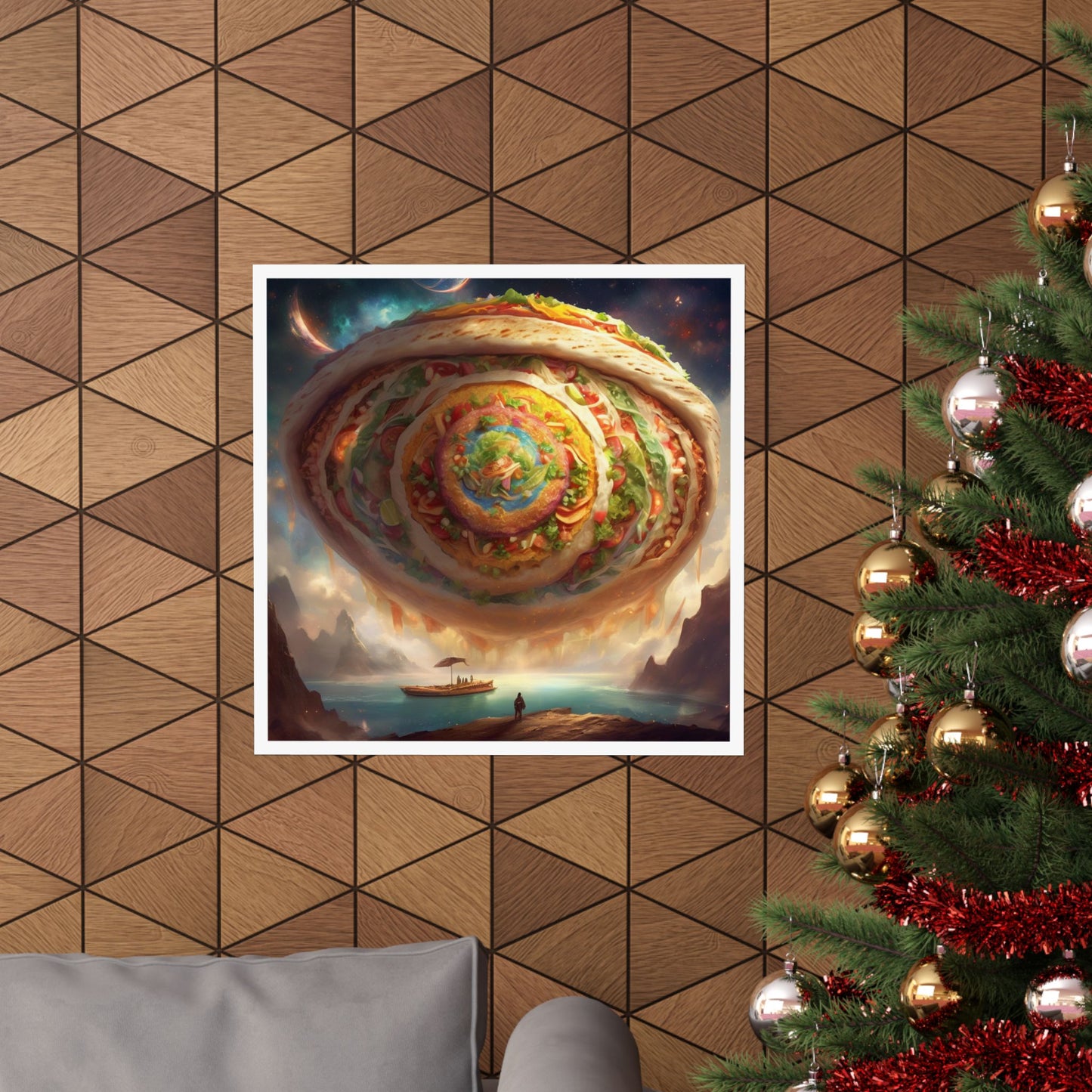 Cosmic Taco Portal Surreal Food Fantasy Art Poster