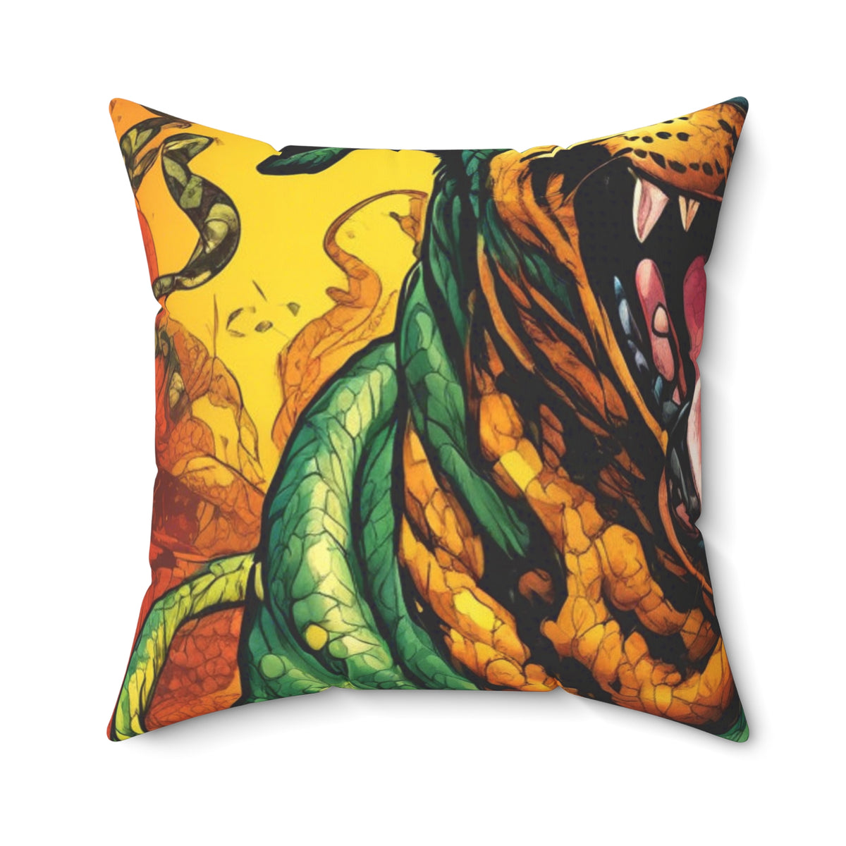 Surreal Serpent Hound Dark Fantasy Decorative Pillow
